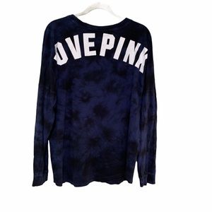 Flawless VS PINK Navy Blue Black Tie Dye Campus Crew Jersey Long Sleeve
